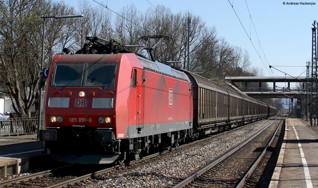 185 091-6 mit dem CS 46718 (Wolfurt/A-Moerdijk/NL) bei der Durchfahrt Donaueschingen 21.3.11