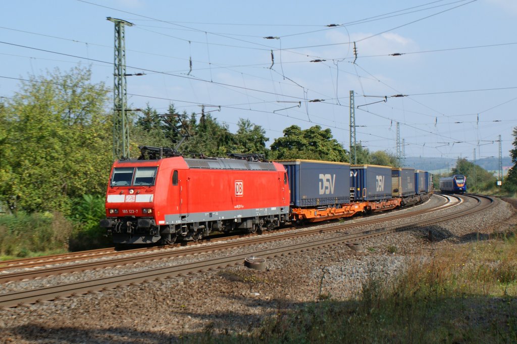 185 123-7 mit KLV-Zug bei Fulda am 19.09.2009
