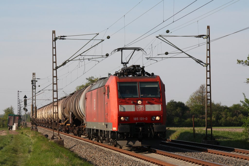 185 131 mit GZ in Richtung Mannheim.Am 24.04.10 in Bobenheim.