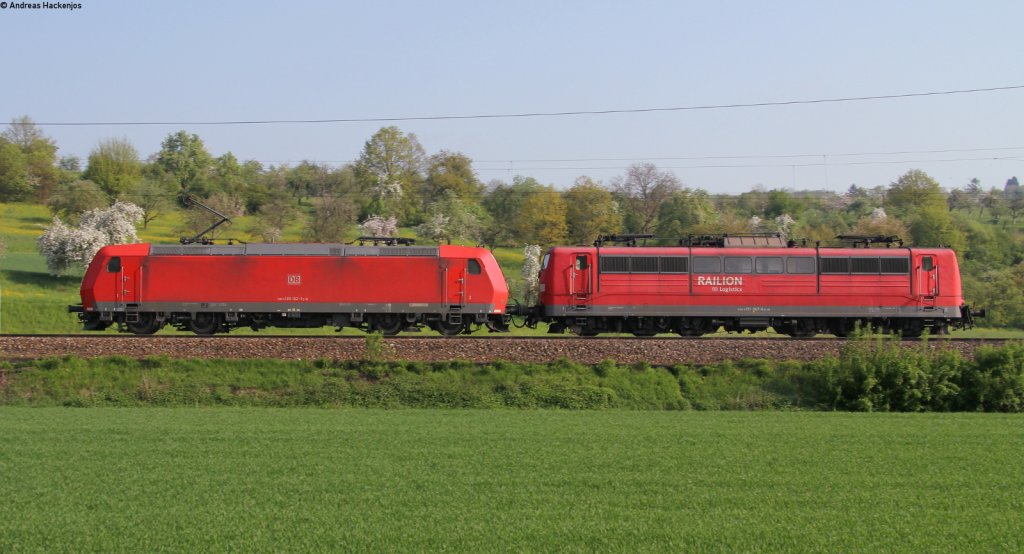 185 162-5 und 151 067-6 als T ***** gen TS bei Ebersbach 5.5.13