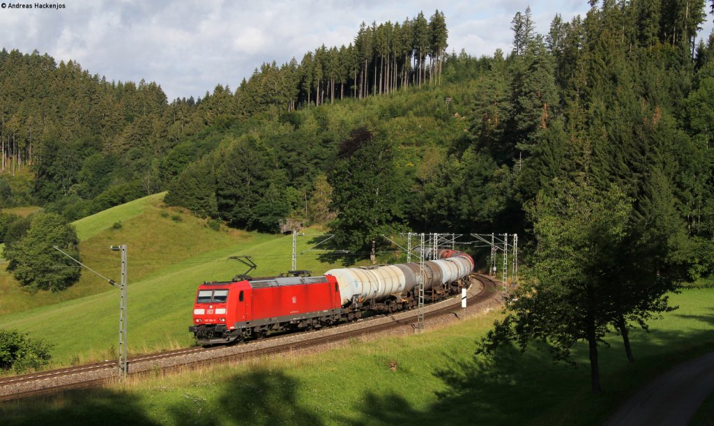 185 169-0 mit dem GC 61763 (Hausach-Schwenningen Rammelswiesen) bei Nubach 31.7.12