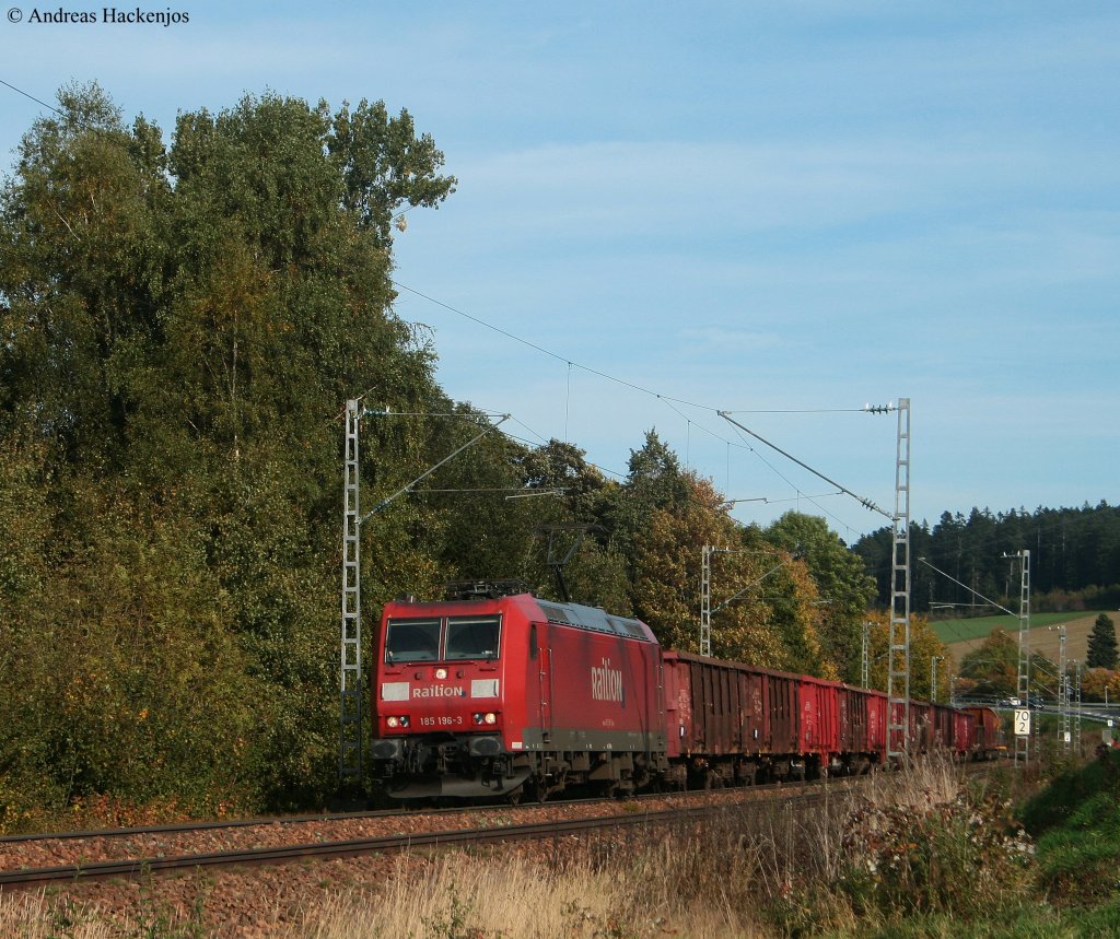 185 196-3 mit dem FZT 55834 (Villingen-Offenburg Gbf) am km 70,0 7.10.09