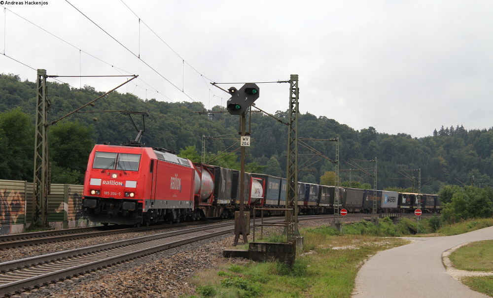 185 204-5 mit einem KLV Zug bei Urspring 31.8.12