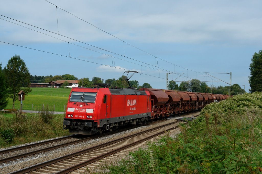 185 256 mit einem Gterzug am 15.09.2011 unterwegs am B Vogl.