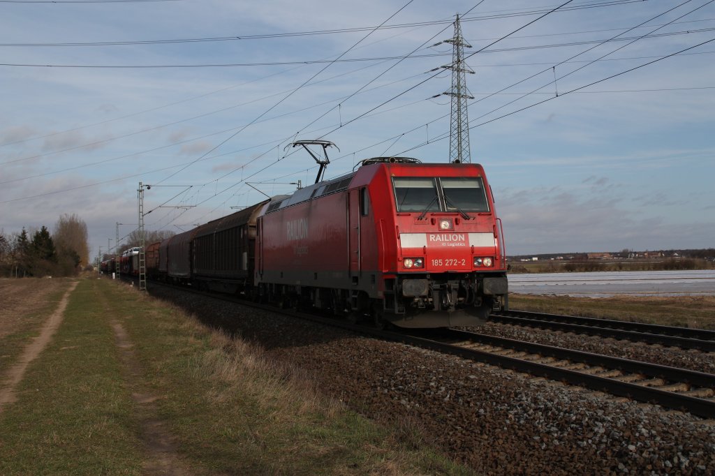 185 272 mit GZ in Richtung Mannheim.Am 27.02.10 in Lampertheim.