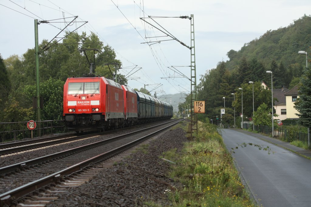 185 303-5 fuhr am 27.08.11 durch Leubsdorf.