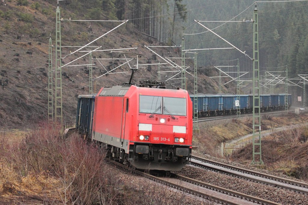 185 313-4 DB Schenker Rail bei Frtschendorf am 07.01.2013.