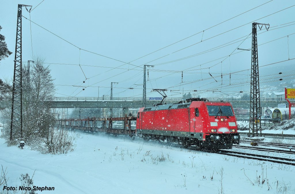 185 314-2 mit CSQ 60069 Seelze Rbf - Ingolstadt Nord hat es nicht mehr so weit,Gemnden (Fotourlaub Gemnden 01.02.10)