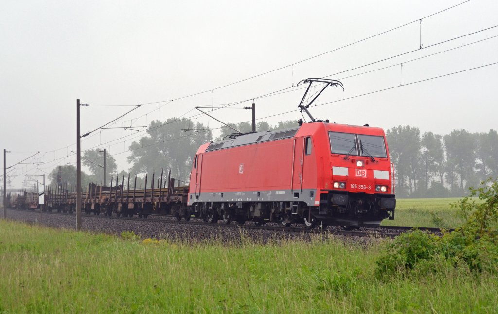 185 356 zog am 01.06.13 einen Ganzzug Langschienen durch Benndorf Richtung Bitterfeld. Mglicherweise war es Nachschub fr die Strecke Bitterfeld - Halle(S).