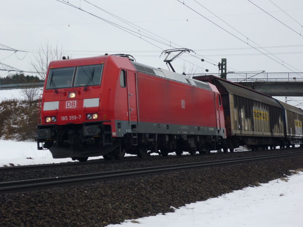 185 359-7 mit Gz, zwischen Gemnden (Main) und Karlstadt (Main), am 03.02.2010