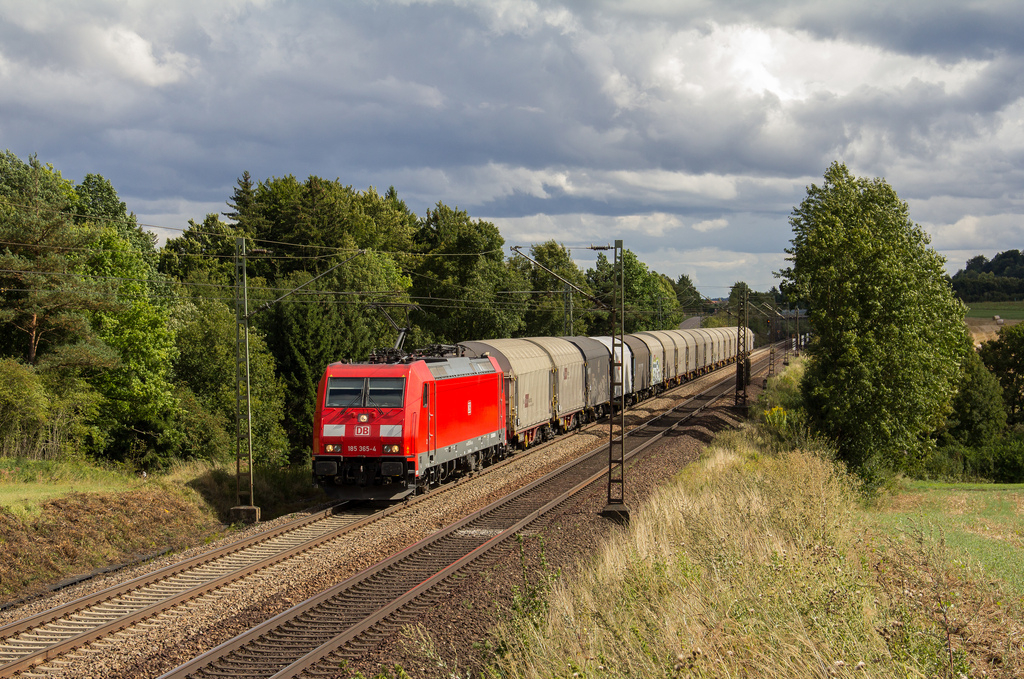 185 365 war am 26.8.2012 zwischen Beratzhausen und Mausheim Richtung N�rnberg unterwegs.