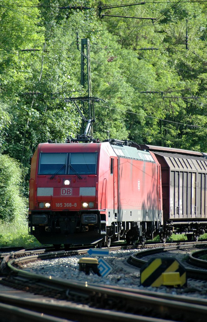185 368 mit Gz aus Richtung sterreich kommend kurz vor der Inn-berquerung bei Passau, am 28.05.2010.