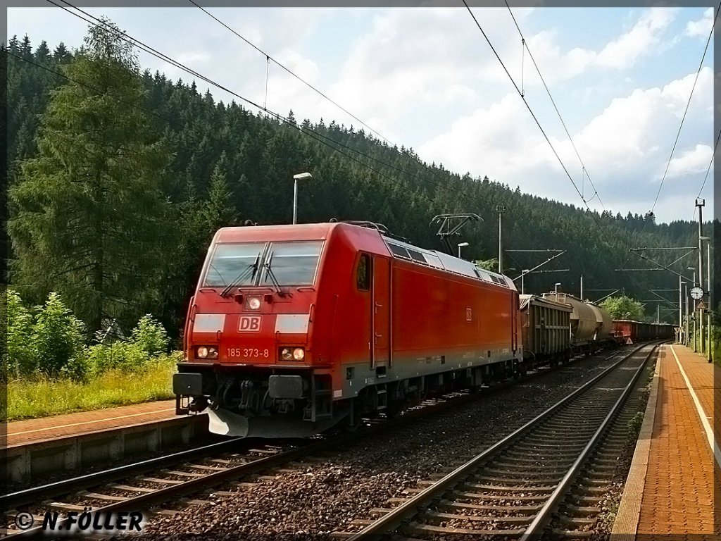 185 373 mit Gemischtgterzug in Richtung Sden am 04.07.2012 in Frtschendorf