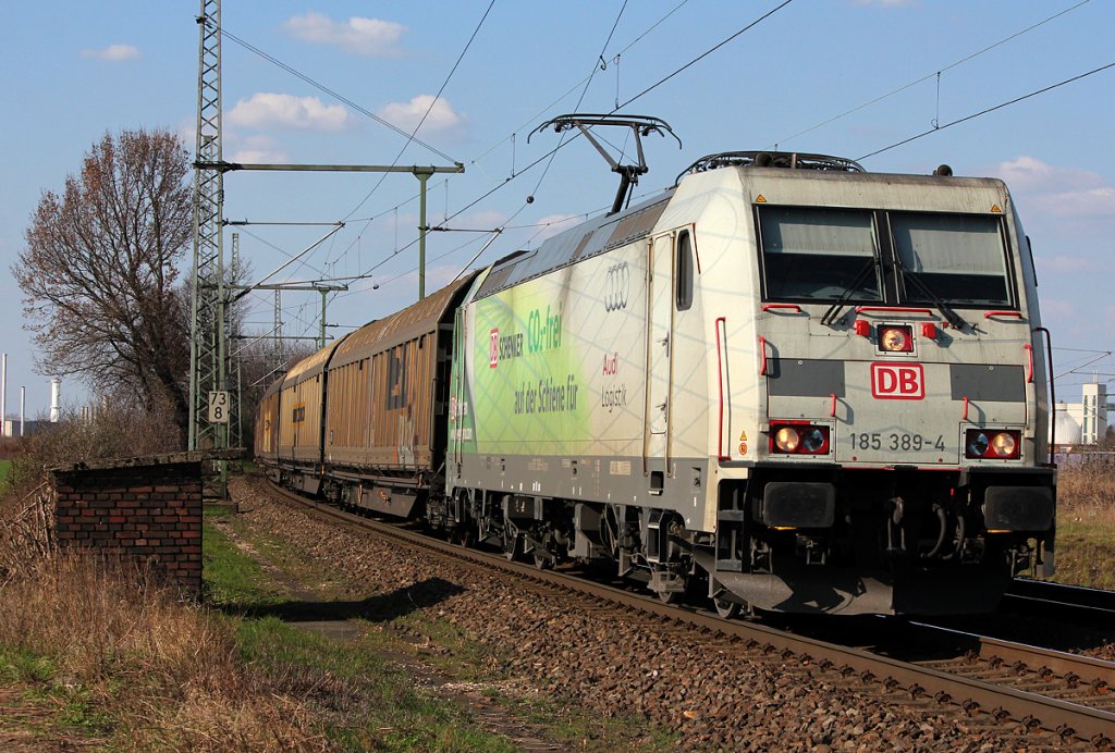 185 389-4 mit Papierzug in Porz Wahn am 22.03.2012, Gru an den Tf !