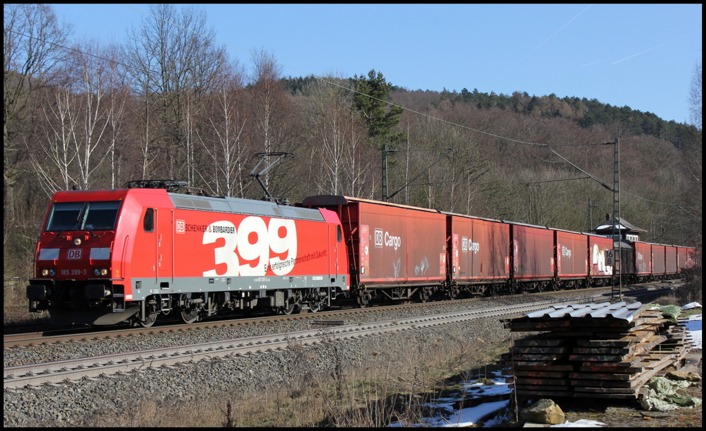 185 399  399  mit Opelzug am 02.03.13 in Vollmerz  