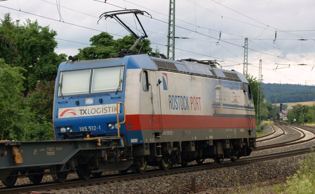 185 512-1 mit einen Gz kurz hinter Fulda am 18.07.2009