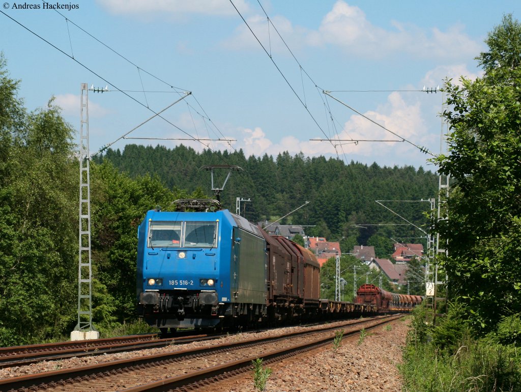 185 516-2 mit dem FZT 55834 (Villingen-Offenburg Gbf)  am B32 25.6.10 Die Lokl lief im Auftrag der DB
