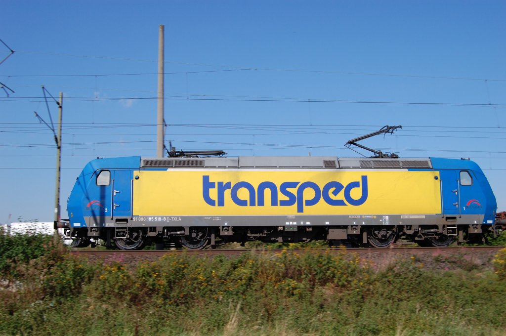 185-518-8 (TXLOGISTIK) zieht am 29.9.2012 einen R�hrenzug Richtung G�ttingen
