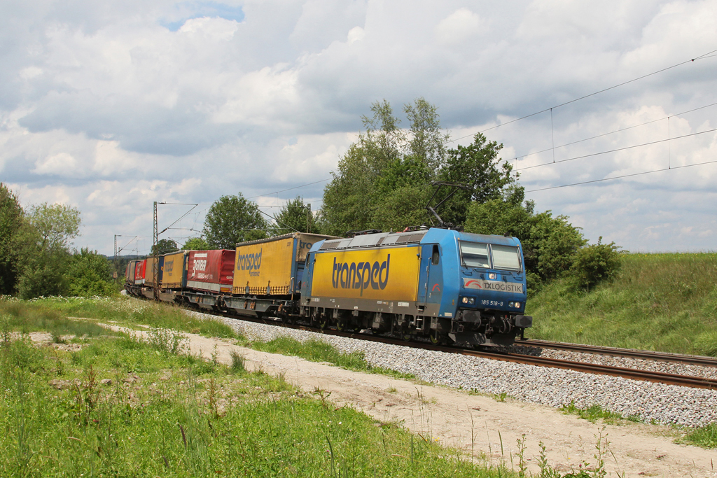 185 518 mit DGS 43101 am 15.06.2011 bei Ostermnchen.