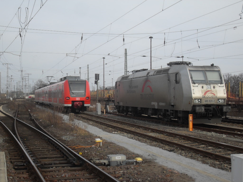 185 531 und 425 012 standen am 12.03.2011 in Stendal rum.