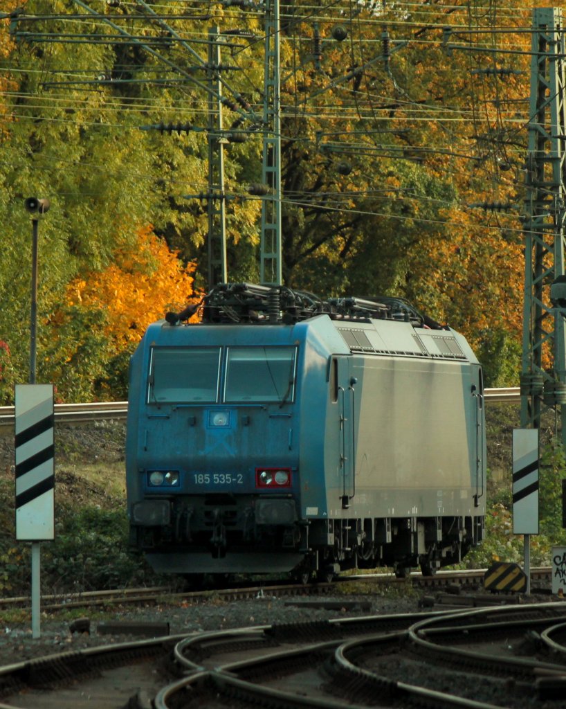 185 535-2 von Crossrail abgestellt am 28.10.2011 in Aachen West.