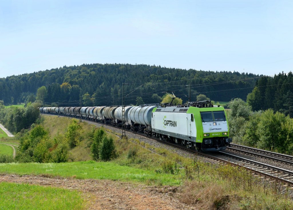 185 549 mit einem Kesselzug am 11.09.2012 bei Dettenhofen.