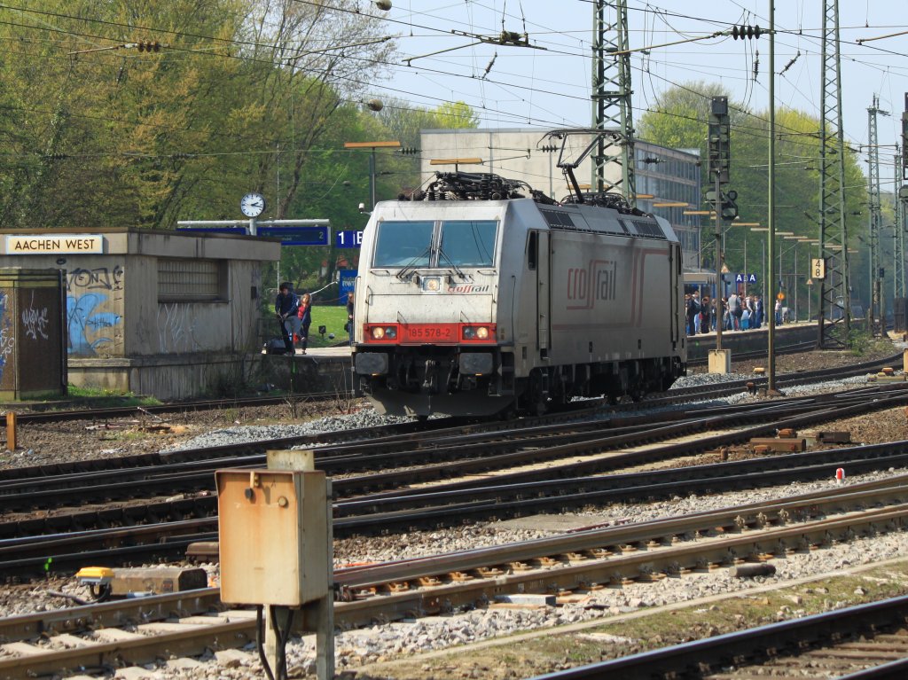 185 578-2  Christine  von Crossrail rangiert am 08.04.2011 in Aachen West.