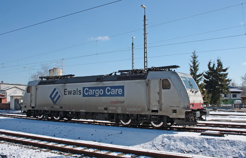 185 581 steht abgestellt in Stolberg (Rheinl.) Hbf