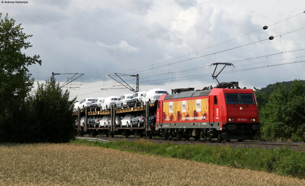 185 586-5 mit einem Autozug bei Himmelstadt 23.6.11