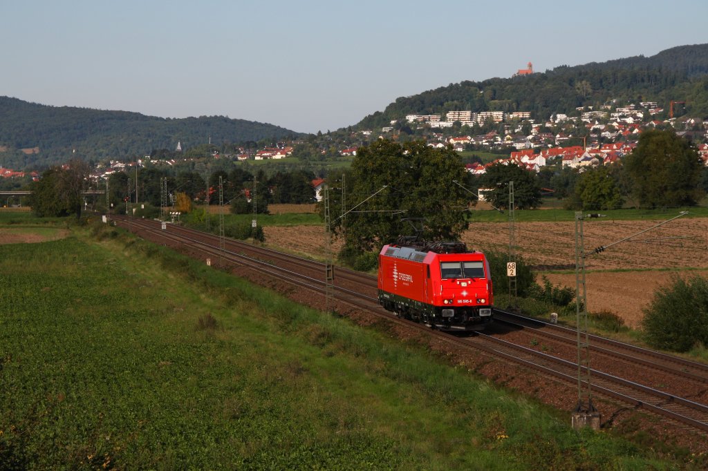 185 595 in Richtung Heidelberg.Aufgenommen am 06.09.10 in Grosachsen-Heddesheim.