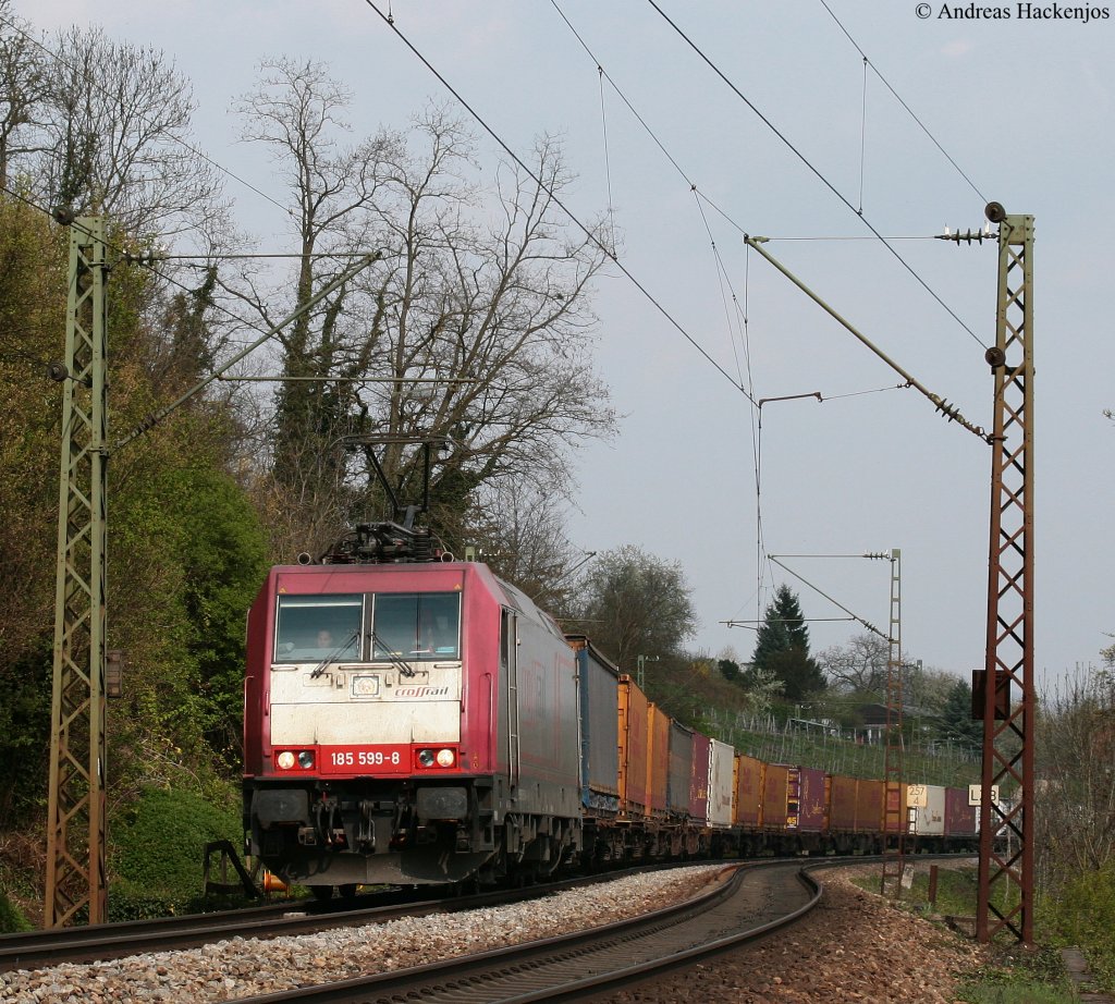 185 599-8 mit einem KLV bei Istein 18.4.10