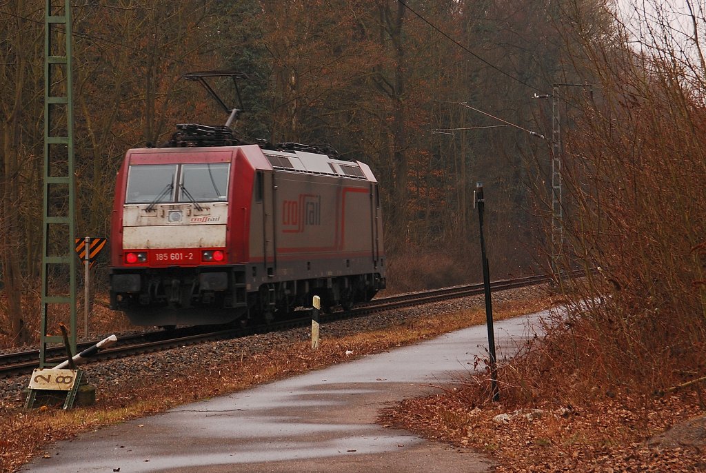 185 601-2 von CROSSRAIL auf der Gterumgehung von Rheydt nach Helenabrunn. 2.3.2012