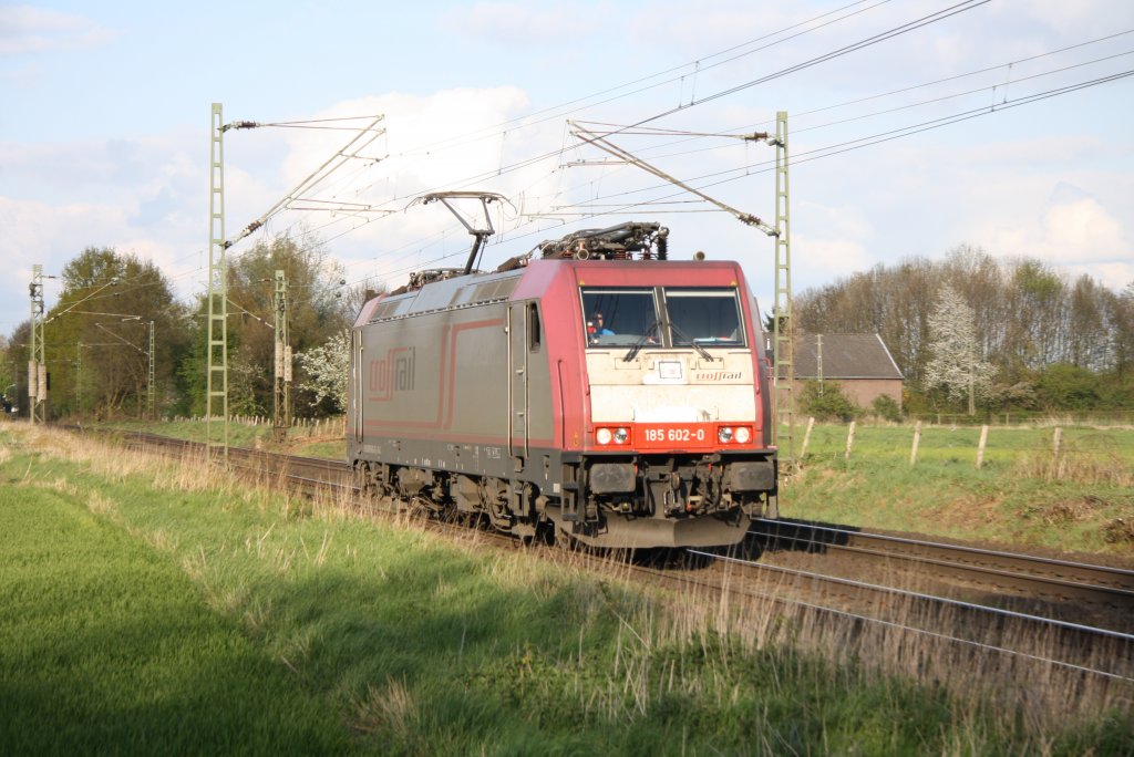 185 602-0 am 21.04.10 kurz hinter dem Haltepunkt Anrath.