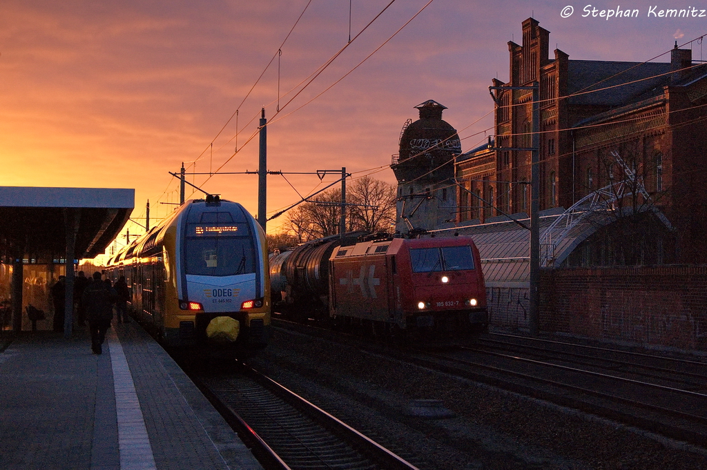 185 632-7 Alpha Trains fr HGK - Hfen und Gterverkehr Kln AG [HGK 2067] mit einem Kesselzug  Umweltgefhrdender Stoff, flssig  in Rathenow und fuhr in Richtung Wustermark weiter. 06.02.2013