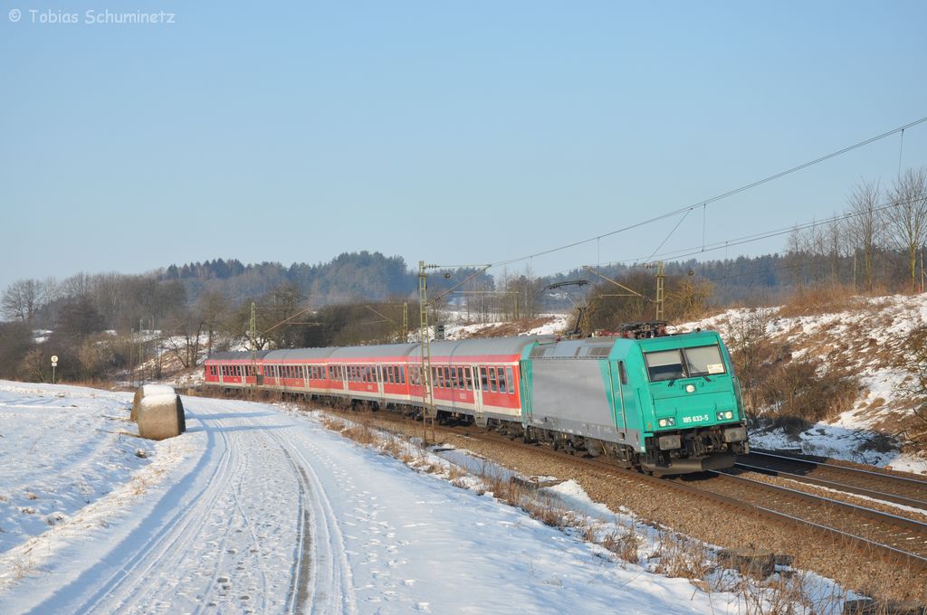 185 633 mit einer S3 von Nrnberg nach Neumarkt bei Plling am 11.02.2012