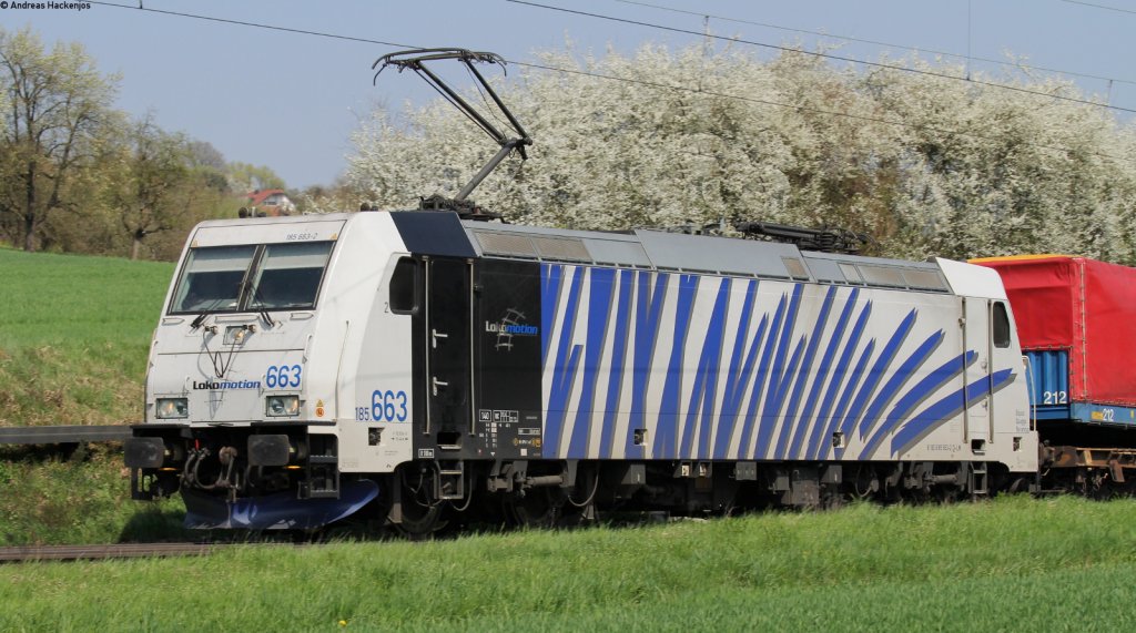 185 663-2 mit einem Winner KV Zug bei Ebersbach 24.4.13
