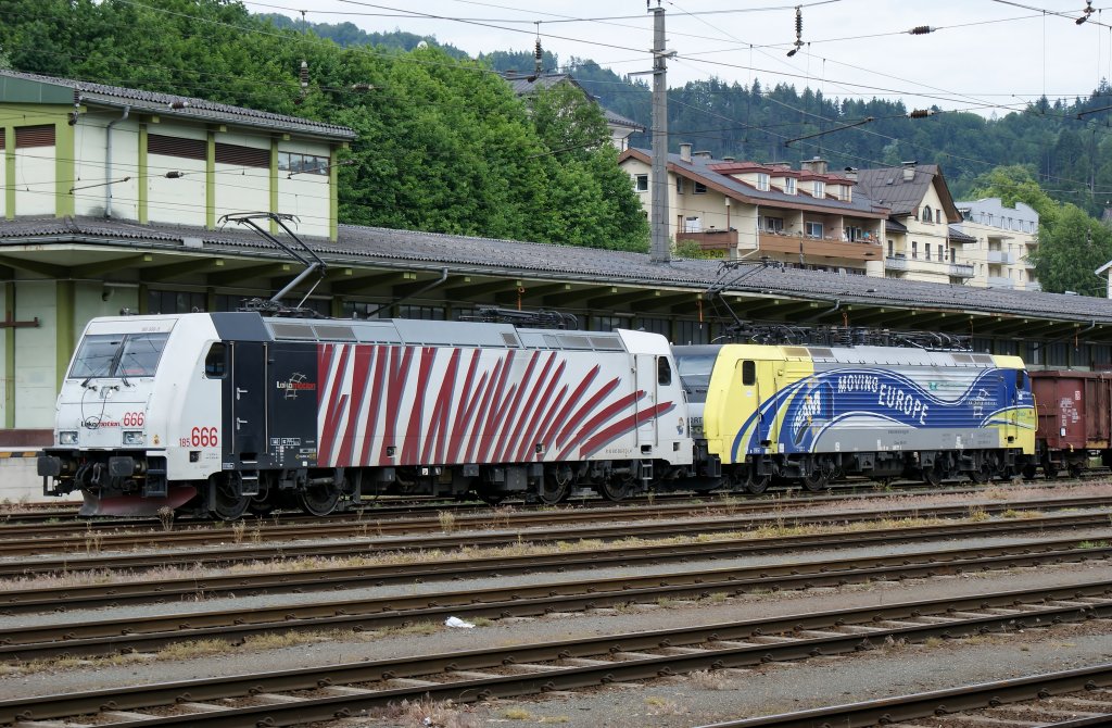 185 666-5 und 189 912-9 (Lokomotion) in Kufstein am 06.06.2012