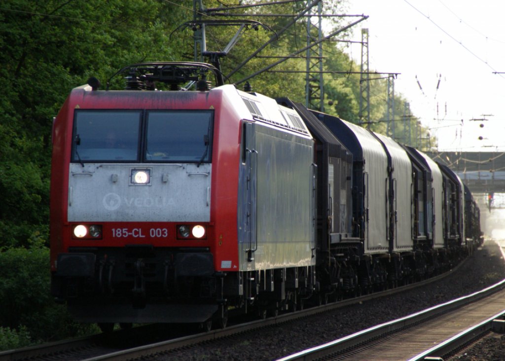 185-CL 003 mit einem Gz Schiebewandwagen am 22.05.2012 bei Dedensen/G�mmer.