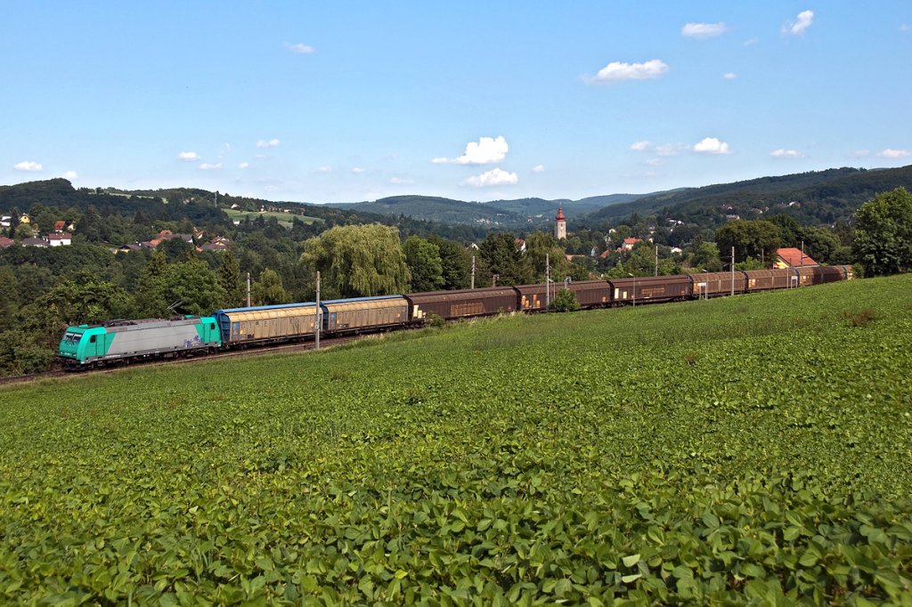 185.609 mit dem Zug 49986 am 11.06.2011 zwischen Hofstatt und Neulengach Stadt.
