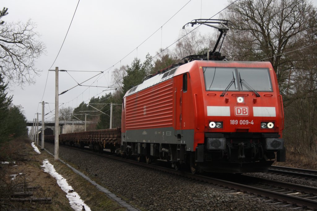 189 009 mit einem gemischten G�terzug am 13.03.2010 in Gifhorn