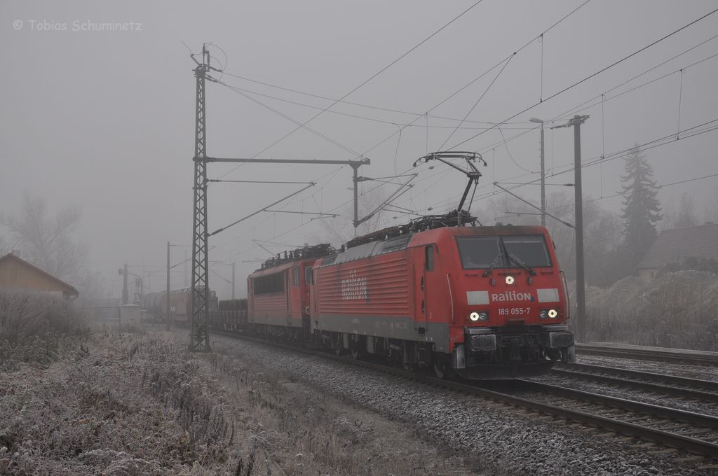 189 055 + 155 xxx am 13.11.2011 mit Gterzug in Bad Ksen