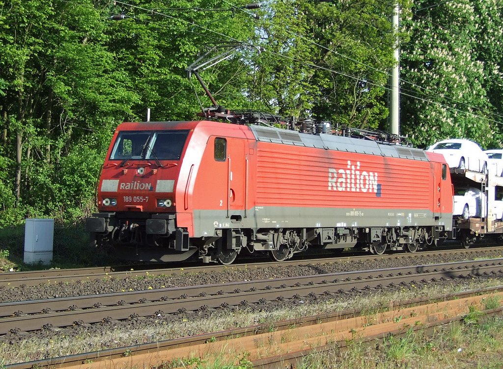 189 055 mit Audizug am 5.5.10 in Ratingen-Lintorf