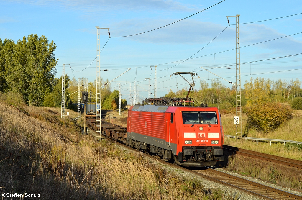 189 056 mit KLV nach Billwerder am  18.10.12 in Rostock Rieckdahl