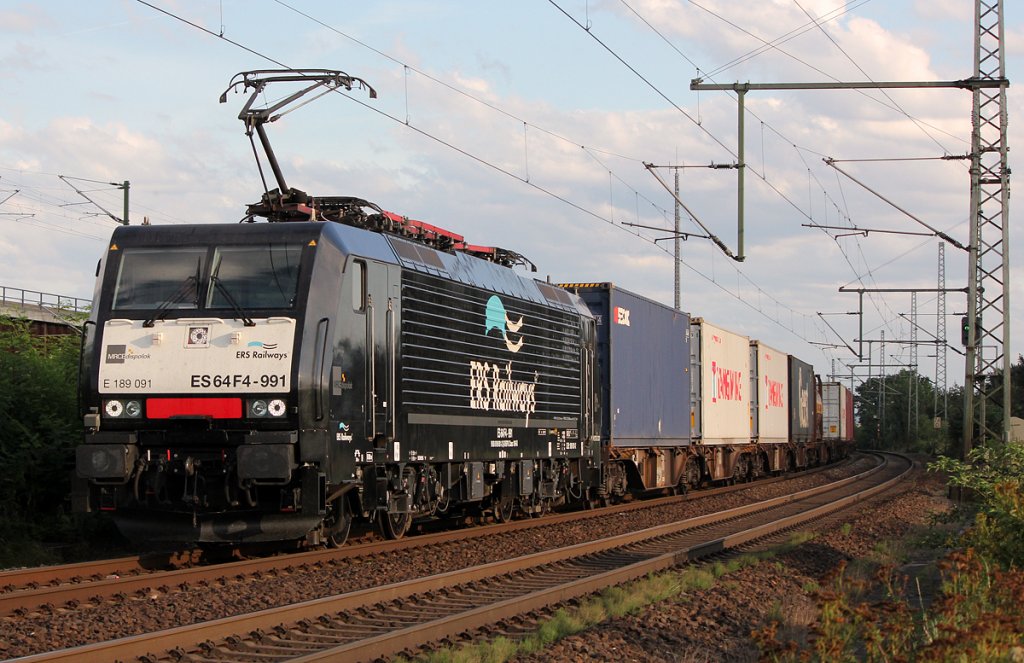 189 091 / ES 64 F4-991 der ERS Railways in Porz Wahn am 28.08.2012