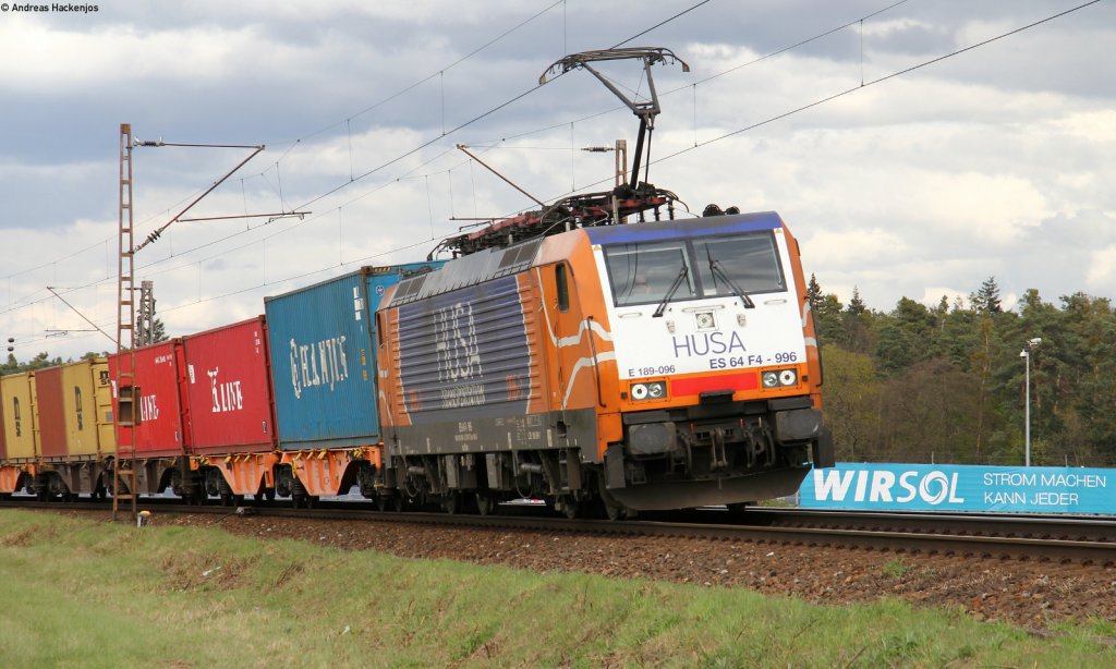 189 096-1 mit einem Containerzug bei Waghusel 19.4.12