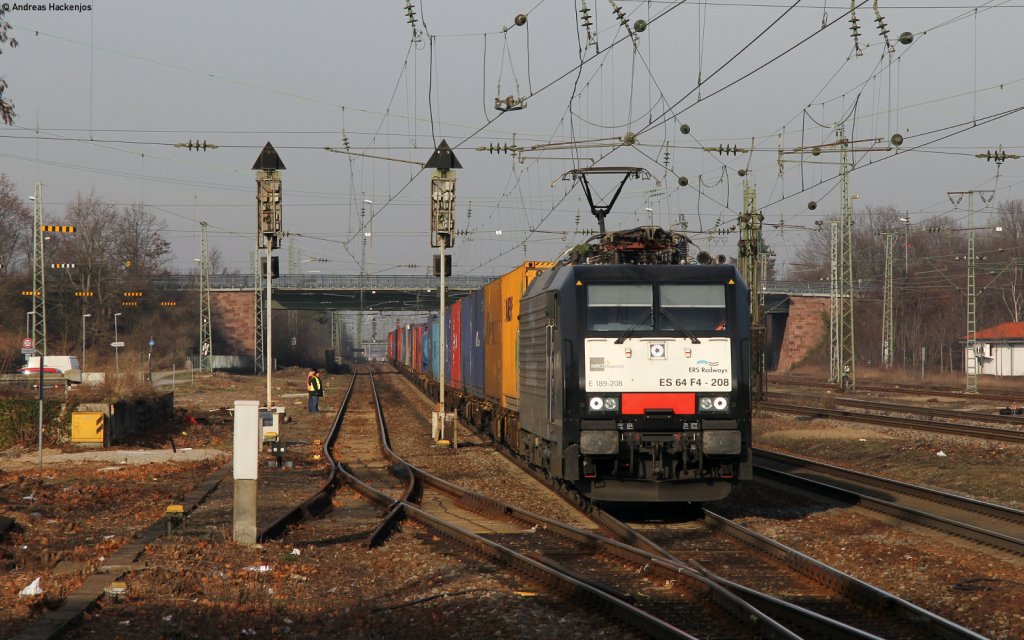 189 208-2 mit einem KV Zug in Graben Neudorf 18.1.12