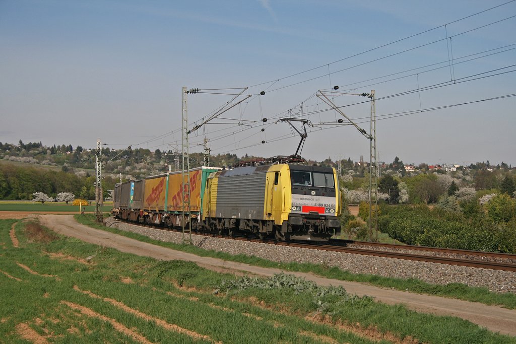 189 924 (ES 64 F4 - 024) mit DGS 43158 Verona Q.E. - Kln-Eifeltor bei Niederwalluf. 07.04.11