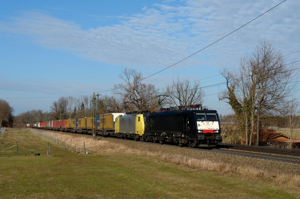 189 982 + 189 924 mit DGS 43101 von Wanne Eickel nach Verona am 10.03.2012 unterwegs bei Happing.