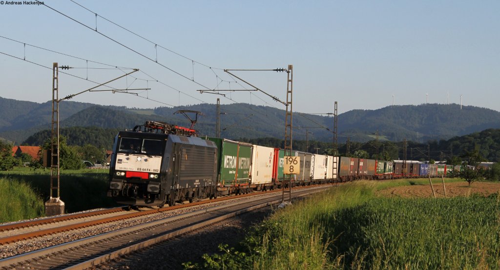 189 982-2 mit einem KLV Zug bei Kollmarsreute 25.5.12