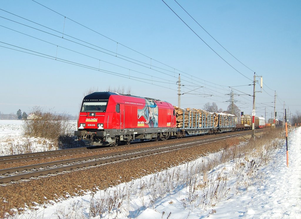 2016 910 ist am 30.11.2010 mit einem
Gterzug bei Marchtrenk unterwegs gewesen.